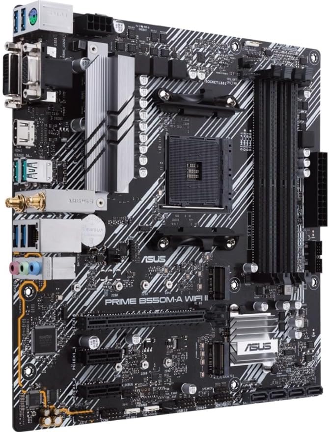 ASUS Prime B550M-A WiFi II AMD AM4 (3rd Gen Ryzen™) Micro ATX Motherboard (PCIe 4.0, WiFi 6, ECC Memory, 1Gb LAN, HDMI 2.1/D-Sub, 4K@60HZ, Addressable Gen 2 RGB Header and Aura Sync) ASUS Prime B550M-A WiFi II AMD AM4 (3rd Gen Ryzen™) Micro ATX Motherboard (PCIe 4.0, WiFi 6, ECC Memory, 1Gb LAN, HDMI 2.1/D-Sub, 4K@60HZ, Addressable Gen 2 RGB Header and Aura Sync)